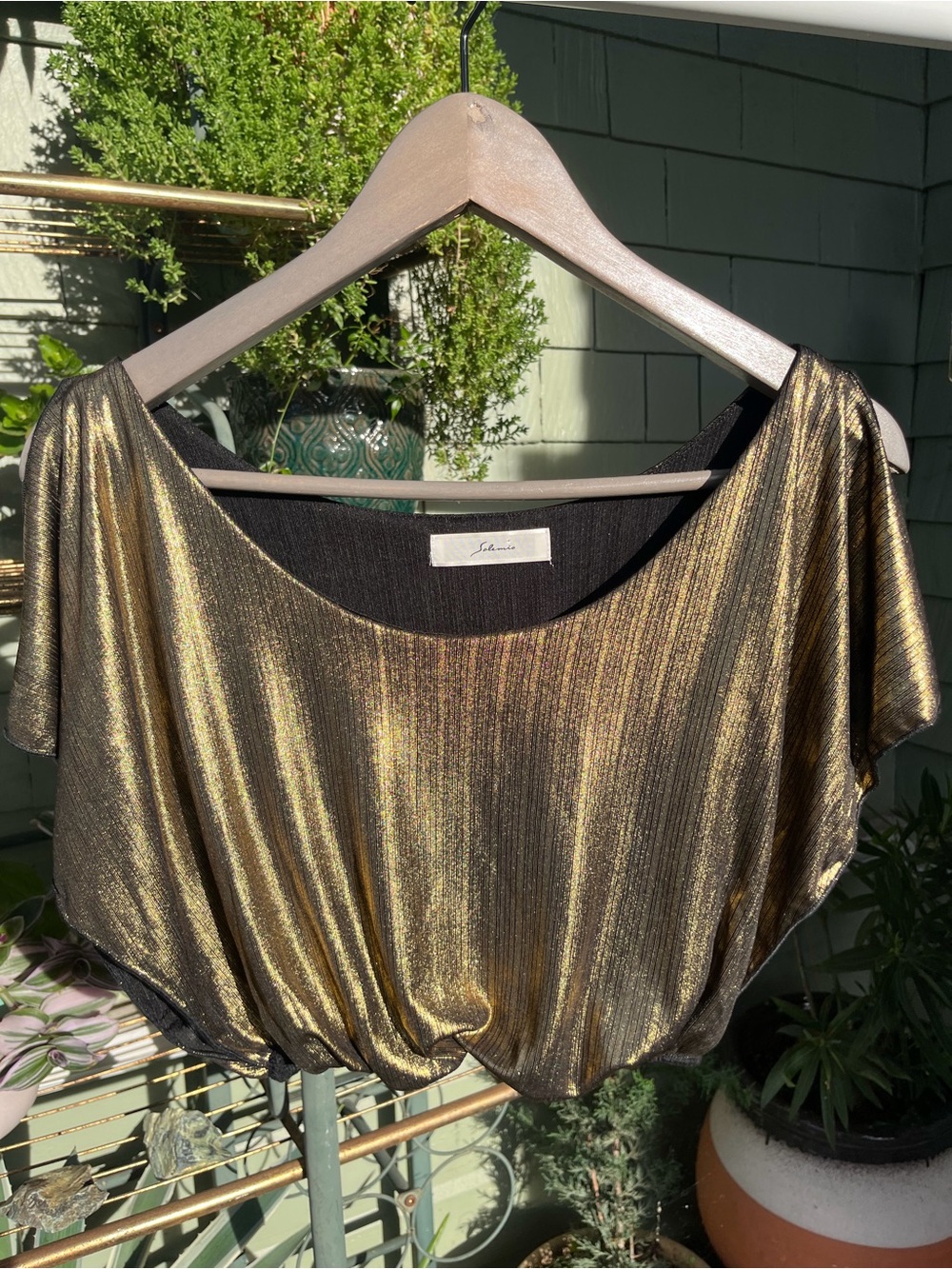 Metallic Bronze Y2K Crop Top